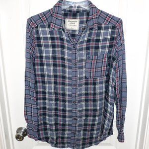 Blue & Red Plaid Long Sleeve Flannel Shirt